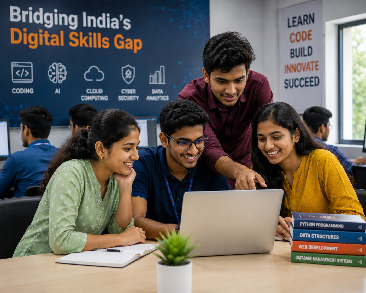 Indian students learning in classroom